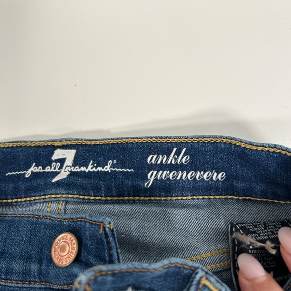 7 FOR ALL MANKIND ankle Guenevere jeans medium blue women’s size 25 ripped jeans - Picture 12 of 15